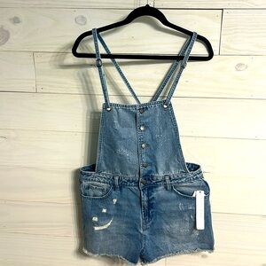 Denim shortalls, L, brand new